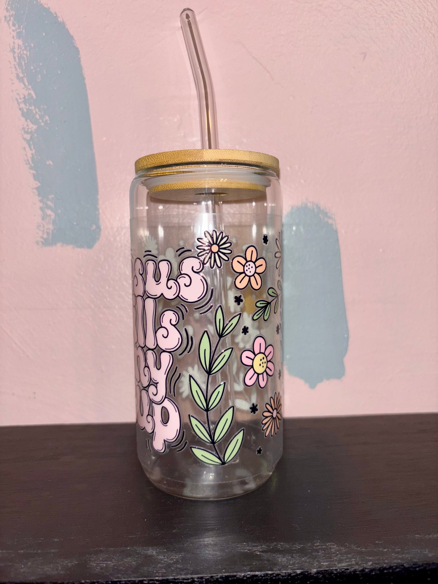 Jesus Fills My Cup 16oz Glass Can